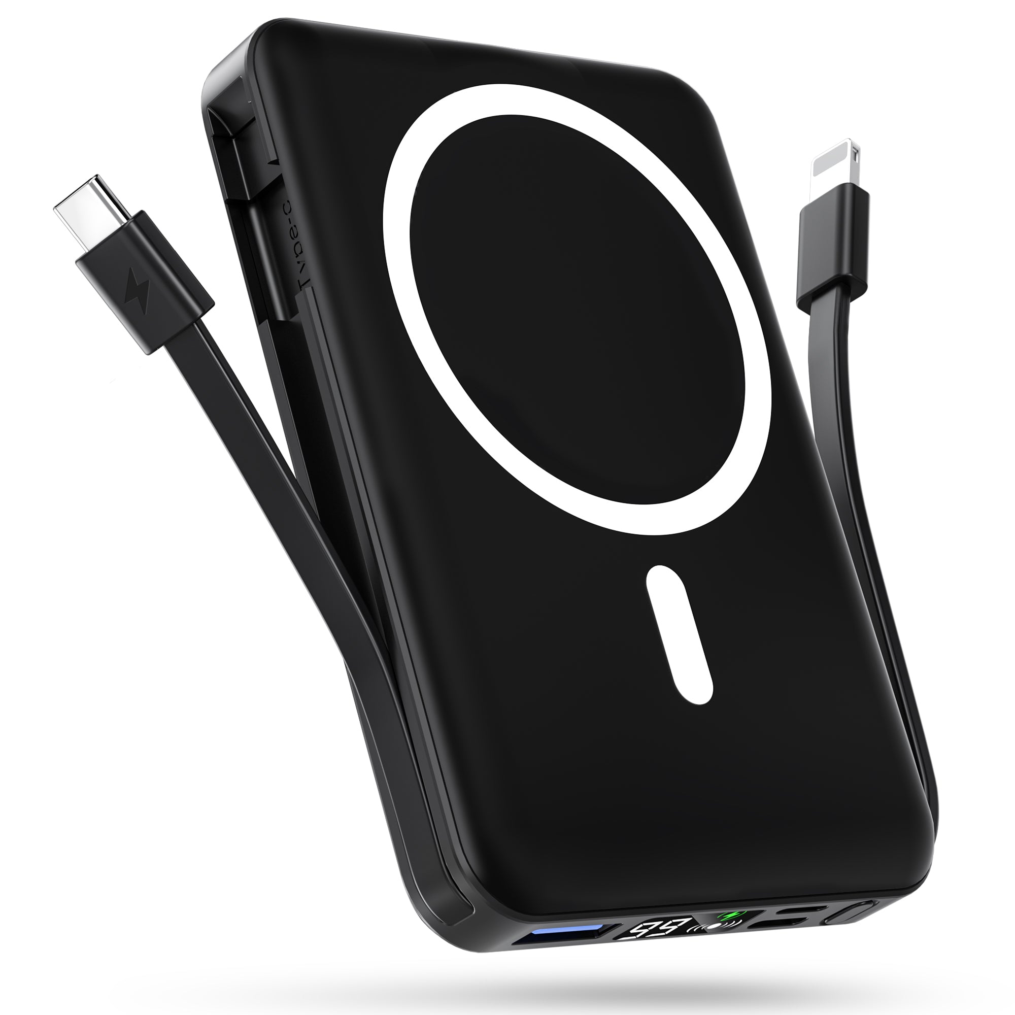 Power Bank Magnetico Podoru 10000mAh – Ricarica Wireless 15W, Supporto Pieghevole, Per IPhone 12-16
