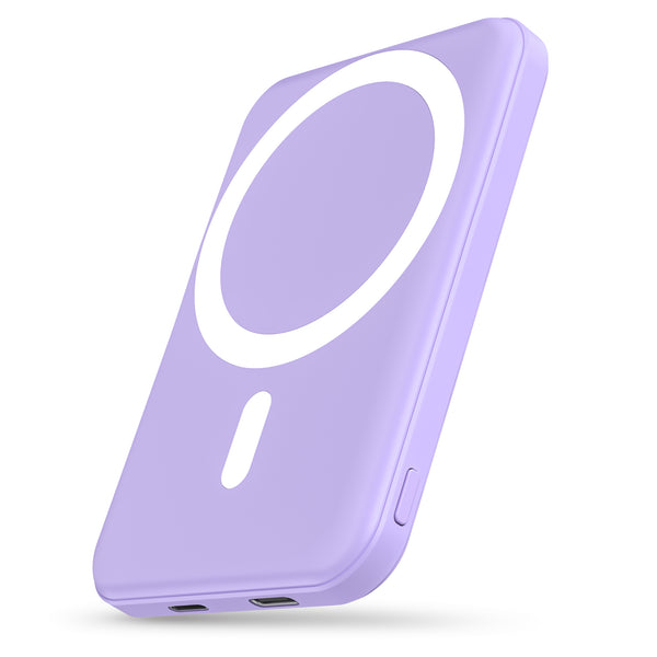 Podoru for Mag-safe Battery Pack, 5000mAh Magnetic Power Bank 20W PD Wireless Portable Charger-Purple (KT-D003MINI)