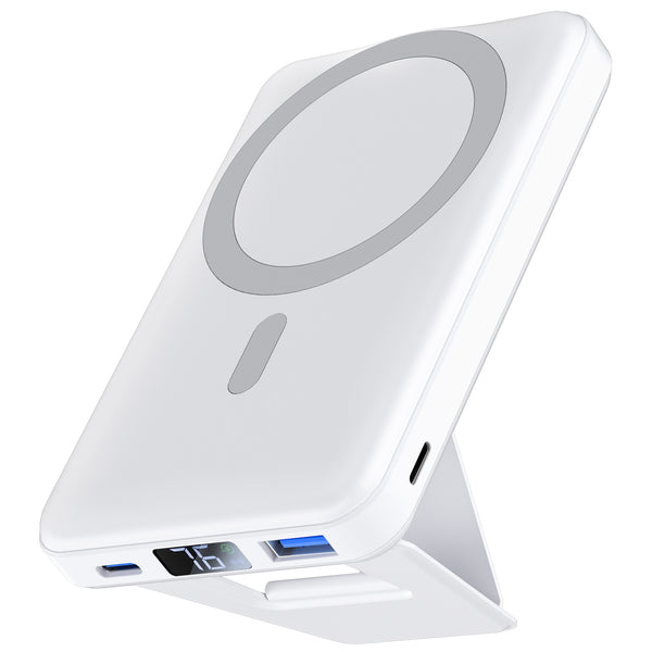 Podoru 10000mAh Foldable Magnetic Power Bank LED Display 22.5W PD Fast Charging-White