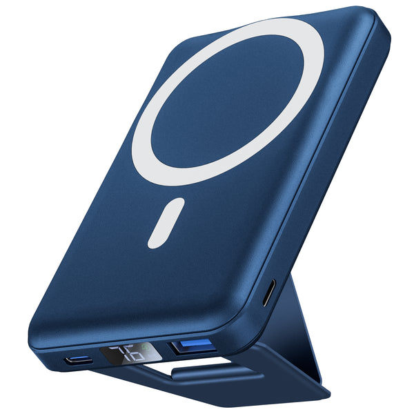 Podoru 10000mAh Foldable Magnetic Power Bank LED Display 22.5W PD Fast Charging-Navy Blue