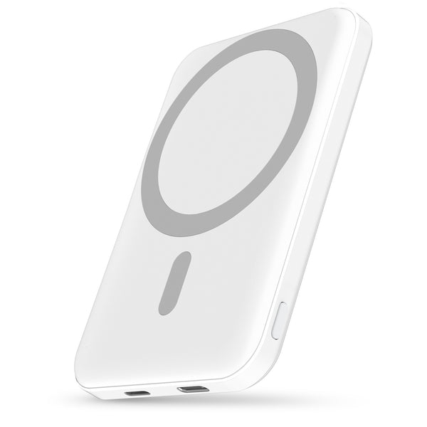 Podoru for Mag-safe Battery Pack, 5000mAh Magnetic Power Bank 20W PD Wireless Portable Charger-White (KT-D003MINI)