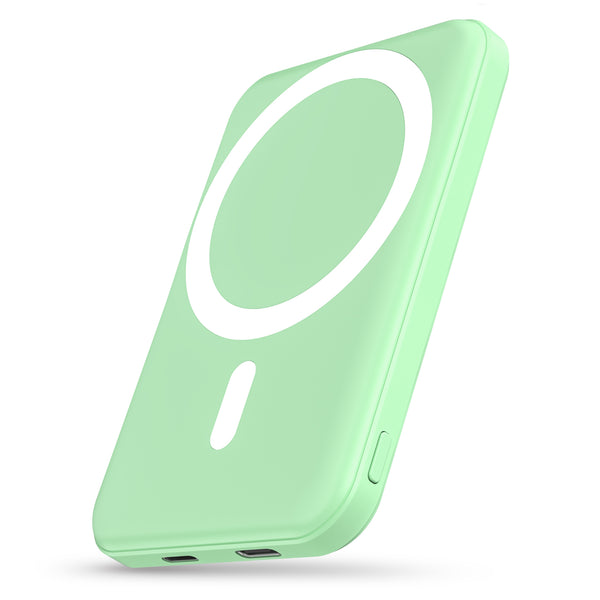 Podoru for Mag-safe Battery Pack, 5000mAh Magnetic Power Bank 20W PD Wireless Portable Charger-Green (KT-D003MINI)