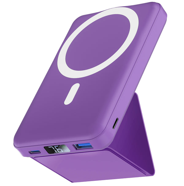 Podoru 10000mAh New Foldable Magnetic Power Bank, 22.5W PD Fast Charging Mag-Safe Battery Pack-Deep Purple