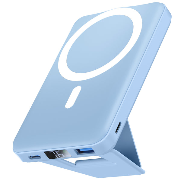 Podoru 10000mAh Foldable Magnetic Power Bank LED Display 22.5W PD Fast Charging-Sierra Blue