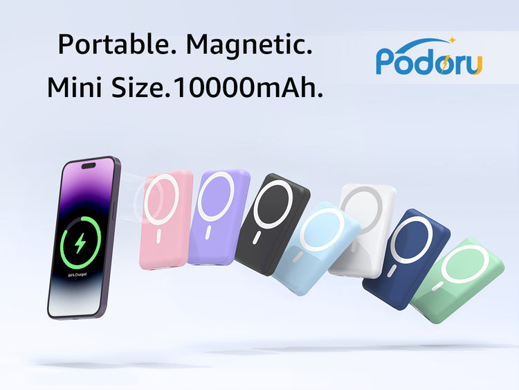 Podoru Batterie Externe Magnétique, 10000mAh Power Bank Mag-Safe